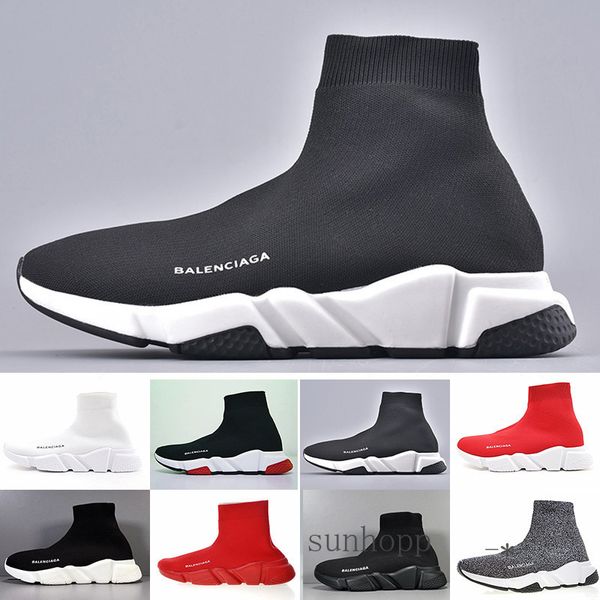 

2019 new paris speed trainers knit sock shoe original designer mens womens sneakers high casual shoes with box ffh58, Black