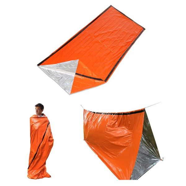 

sleeping bag portable thermal emergency with compression storage sack for camping exploring