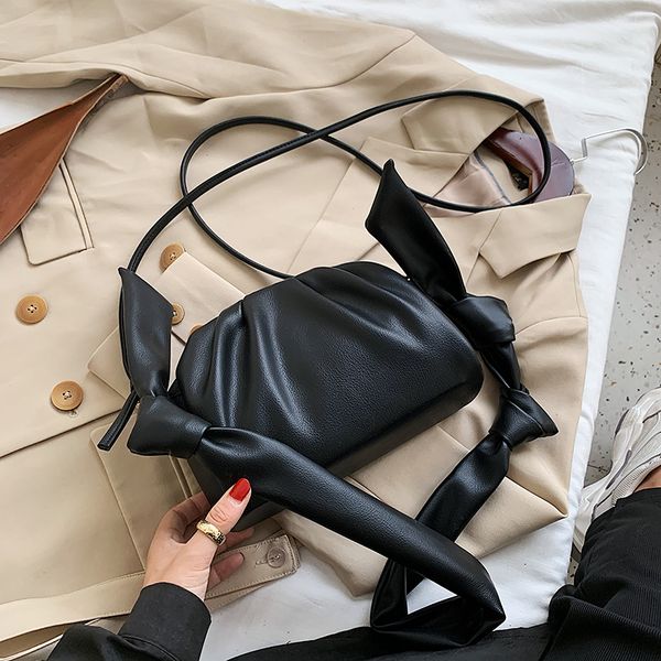 

folds design small pu leather crossbody bags for women 2020 winter shoulder handbags women's trend vintage hand bags