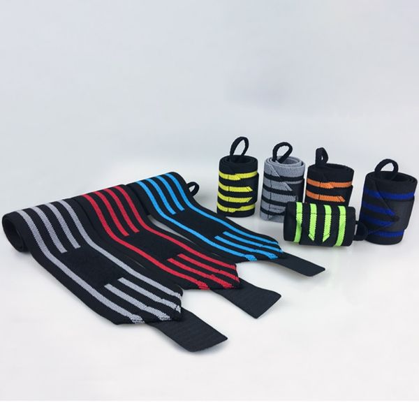 

1pcs long wrist support elastic adjustable fitness wristband gym strap protection sportswear with thumb loop est, Black;red