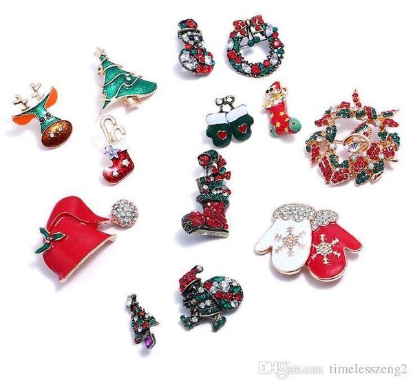 

chirstmas brooch male and female common easy matching pin brooches multi style with diamond brooch nice gift christmas decoration, Gray