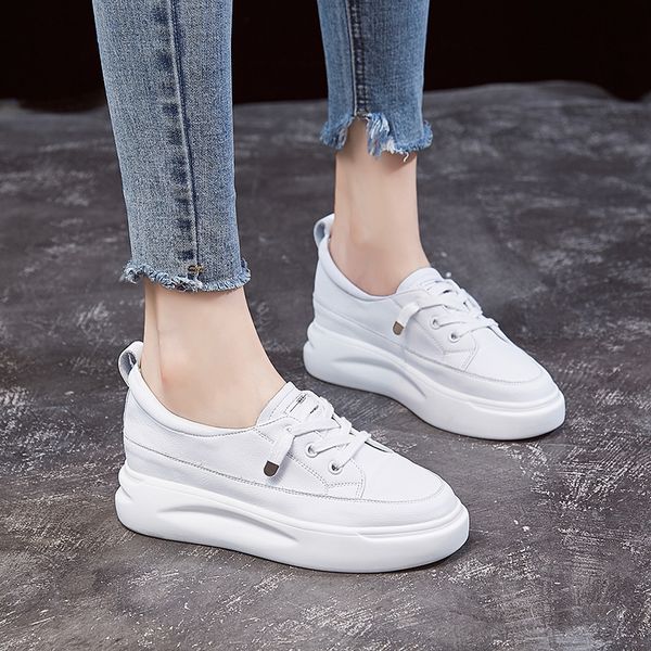 

net red leather inside heightening small white shoes for women, Black