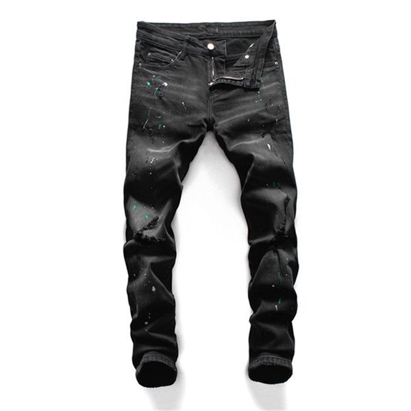 

god-fearing men's slim-fit jeans hip-hop fashion designer straight bike motorcycle jeans fashion mill car blasting denim trousers stree, Blue