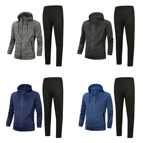 

мужчины woemn tracksuit 2020 top версия весна осень мужские хлопок смешать костюмы топы + брюки мужская повседневная куртка спортивный костю, Gray