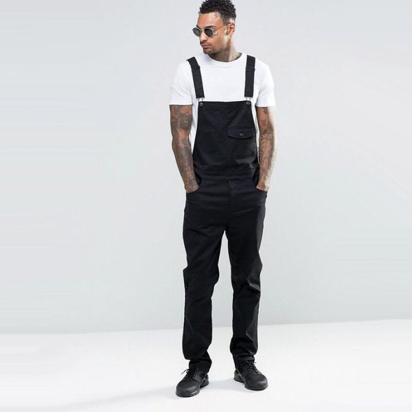

men's pants men white jeans jumpsuits autumn casual loose sleeveless denim bib overalls for man slim suspender black pantalones babero