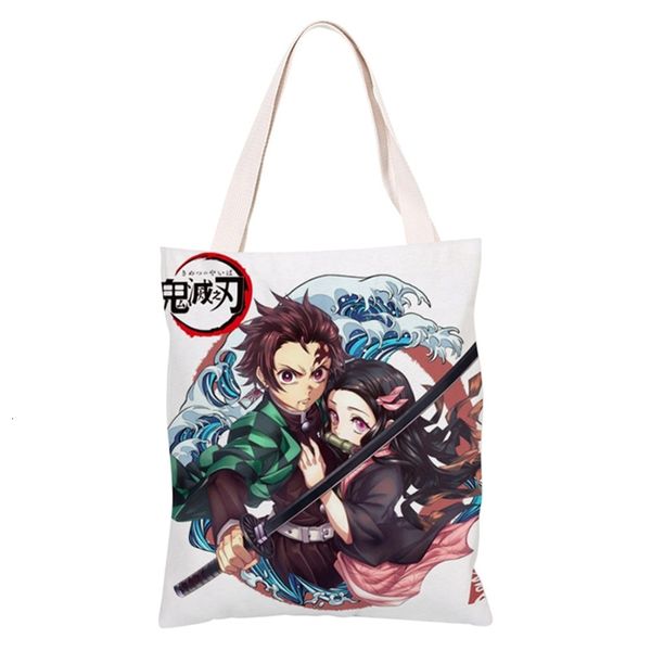 

1 pc ghostblade single-sided printed canvas shoulder bag anime around women girls messenger crossbody shoulder tote bag dropship