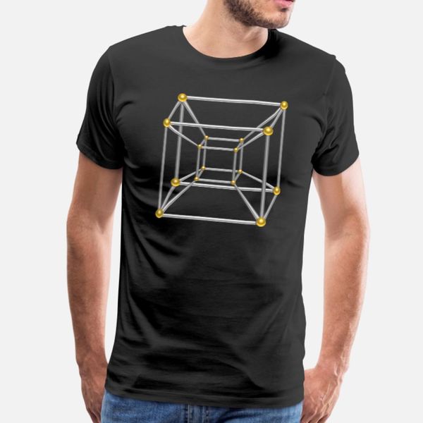 

tesseract hypercube 4d silver gold symbol t shirt men fit 100% cotton size s-3xl pattern fit comical spring autumn formal shirt