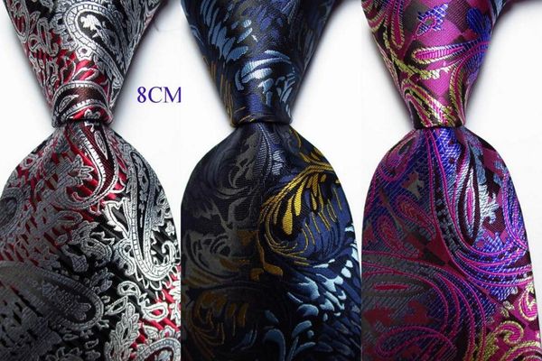

new fashion paisley tie men's 8cm silk necktie set red dark blue jacquard woven 100% silk men's tie necktie, Black;gray
