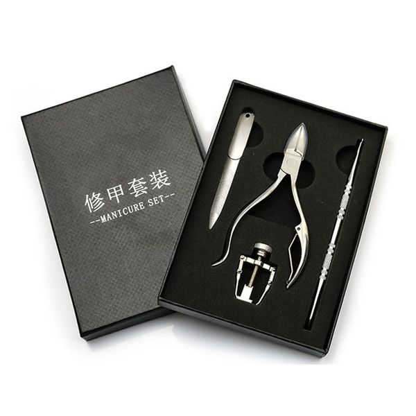 

4pcs/set professional nail clippers olecranon nail cuticle scissors inset armor knives pedicure tools remover manicure art