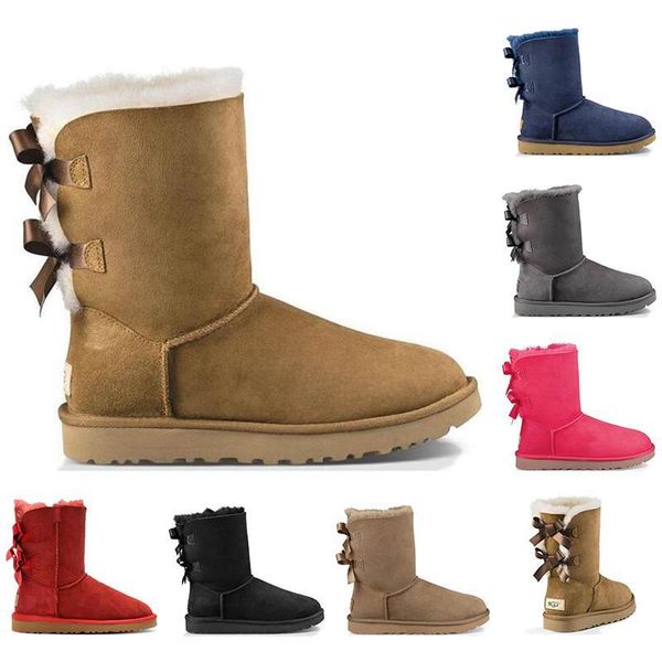 

with socks boots australia women girl classic snow boots bowtie ankle short bow fur boot for winter black coffee red
