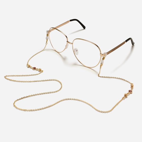 

sunglasses frames frosted bead glass crystal copper chain cords reading glasses fashion women accessories lanyard hold straps, Silver