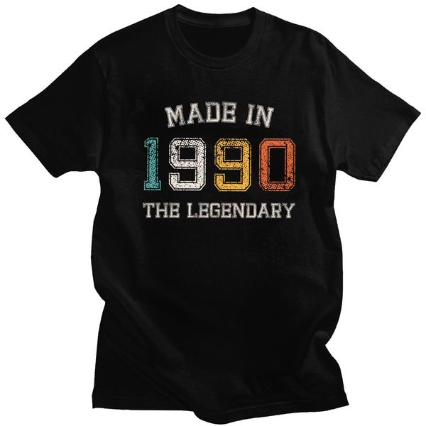 

men's made in 1990 limited edition t-shirt short sleeve cotton tshirt summer 30th 30 years old birthday gift tee shirts