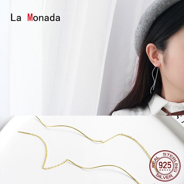 

dangle & chandelier la monada dangling hanging earrings for women silver 925 woman wave long korean drop minimalist female in jewelry