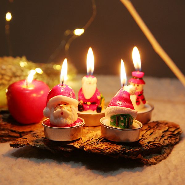

3pcs/set pine cone candles xmas santa snowman christmas tree shaped smokeless candle christmas eve party decorative candles