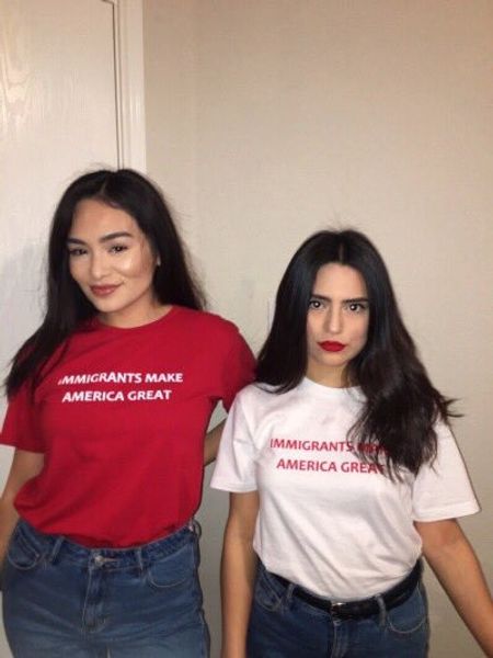

human rights equality graphic tees casual slogan t-shirt immigrants make america letter print t shirt, White