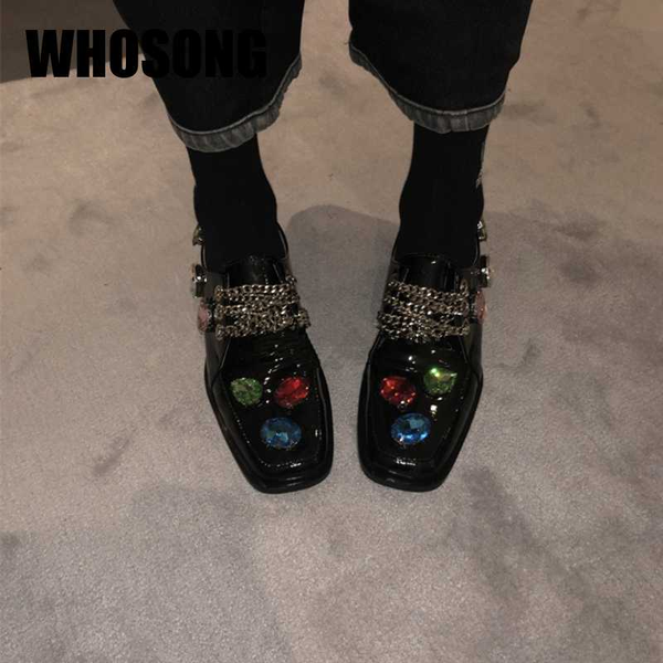 

autumn women shoes rhinestone platform shoes woman brand chain oxform ladies soft fashion female black shoe mary jane new