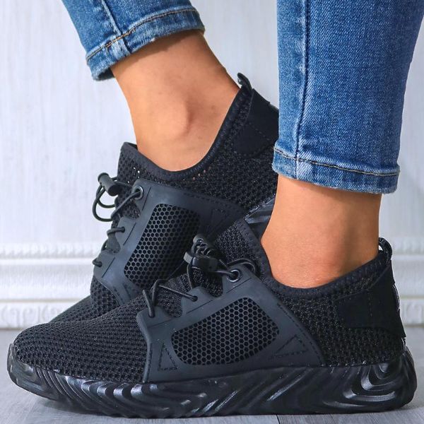 

karin brand design plus size 47 women flats mesh round toe platform spring/autumn casual women shoes, Black