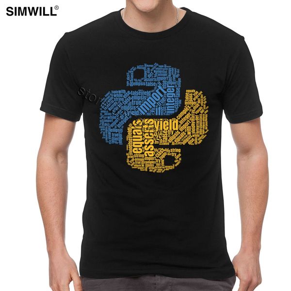 

python logo wordcloud для программисты t-shirt классический графический хлопок tee мужские короткие рукава crew neck разработчик coder тенни