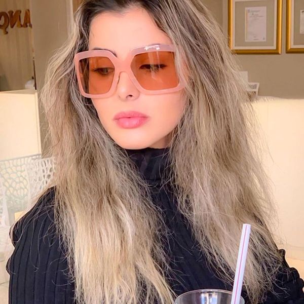 

oversized square sunglasses women luxury designer high qulity big frame sunglasses ladies vintage pink shades glasses female, White;black