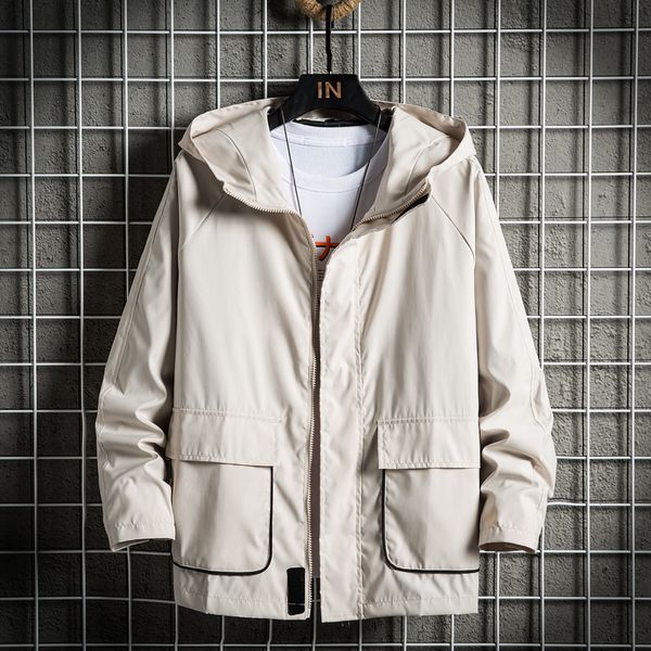 

gangfeng japanese overalls mens jackets and coats loose hooded jacket cool jackets for men 2020 zipper men autumn new, Black;brown