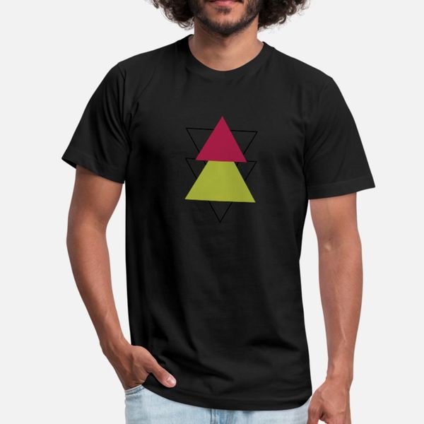 

70 90s color triangles t shirt men create cotton round neck costume graphic basic summer style novelty shirt