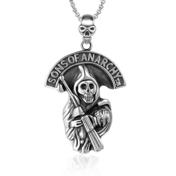 

stainless steel vintage skull sons scream pendant necklace punk rock baseball skeleton necklaces jewelry gift for him, Silver
