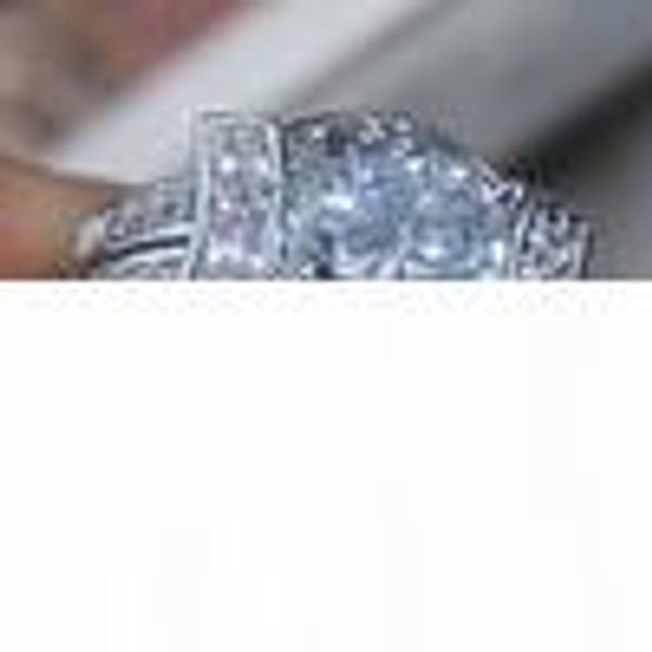 

size 5-11 fashion jewelry 14kt white gold filled round cut simulated diamond white z cz engagement women wedding bridal finger ring set, Silver