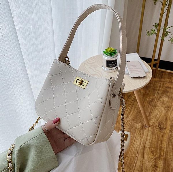 

ins women handbags new fashion shoulder bags ladies large capacity bucket check chain totes crossbody bag