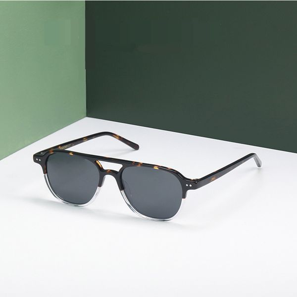 

classic double beam pilot acetate polarized sunglasses men women vintage square driving sun glasses with uv400 lenses, White;black