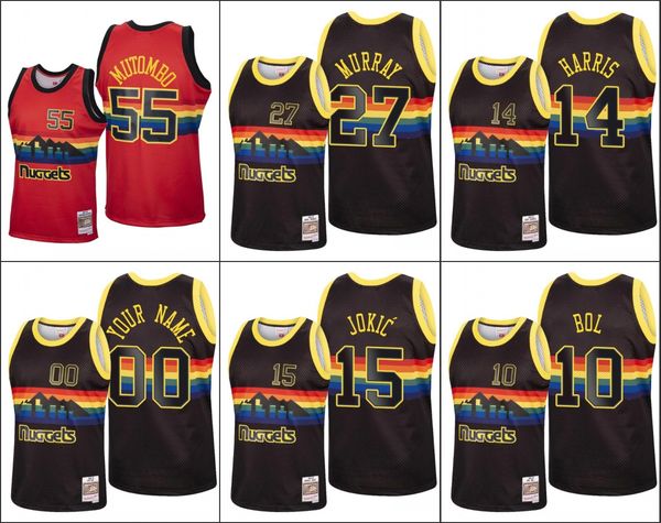 

men denver nuggets nikola jokic jerami grant dikembe mutombo jamal murray gary harris nba 2020 reload classic custom jersey, Black