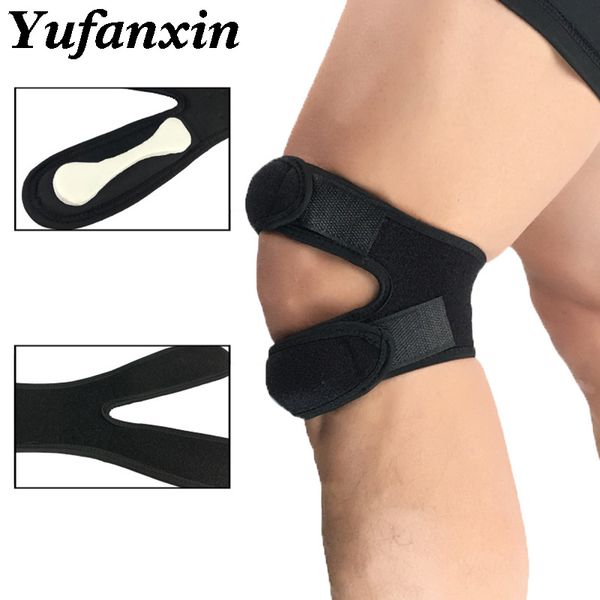 

1 pcs adjustable knee strap patellar tendon band knee support brace protector pads sport safrty fit fitness running kneepads, Black;gray