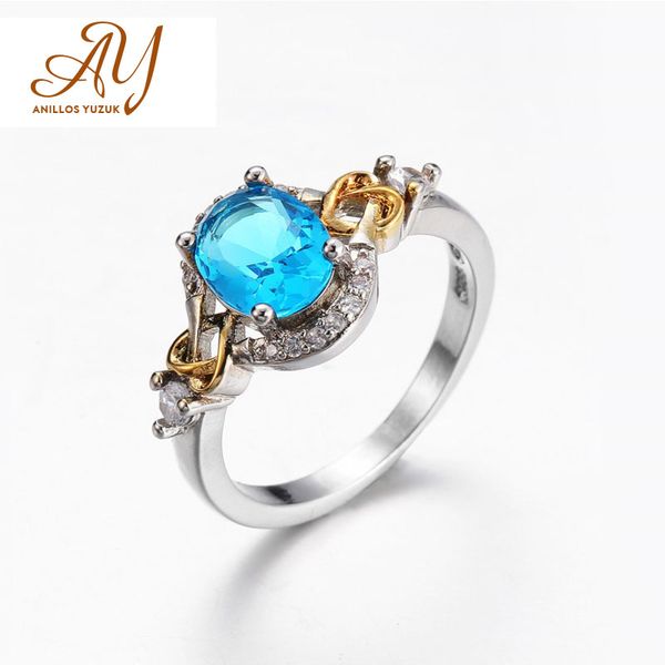 

anillos yuzuk модные аквамарин аметист кольцо 925 gemstone стерлингового серебра кольцо для женщин engagement wedding fine jewelry, Golden;silver