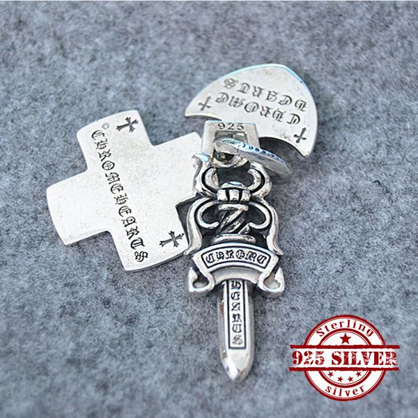 

brand s925 sterling silver pendant european and american punk hip hop fashion anchor cross letter shape couple personality tag hot