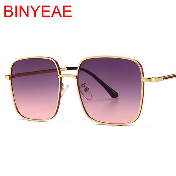 

purple square sunglasses 2020 new fashion luxury designer shades for women metal frame gradient lens brown eyewear glasses uv400, White;black