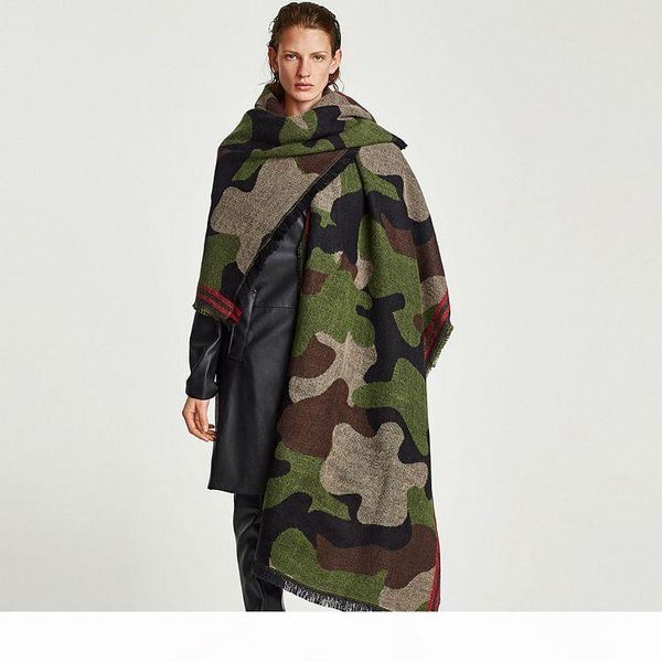

new winter women's shawl army style cashmere scarf camouflage printed shawl thicken large soft cozy scarf cape muffler female stoles, Blue;gray