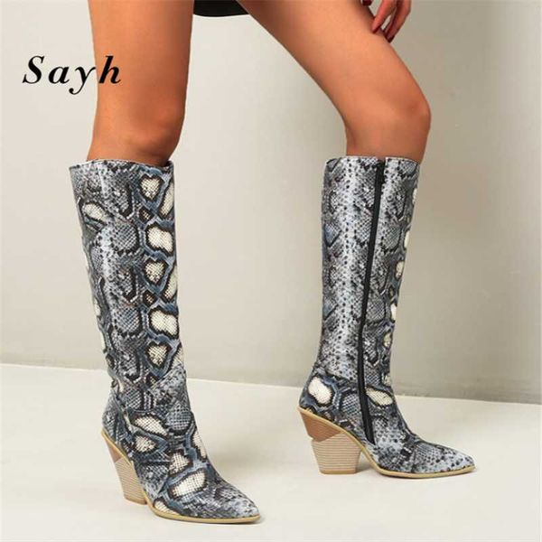 

boots 2021 women knee-high shoes leopard high heels pumps pointed toe roman pu leather lady size plus 13, Black