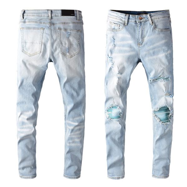 

mens solid color jeans mens casual hole style jeans youth 2020fw streetwear pants new fashion stylish jean pants style outdoor jean, Blue