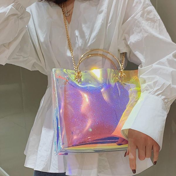 

laser transparent bag 2020 summer fashion new quality pvc womens designer handbag large tote bag shoulder messenger bags