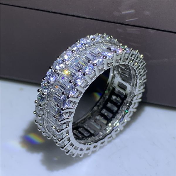 

925 sterling silver wedding band diamond eternity ring for women solid engagement anniversary fashion jewelry