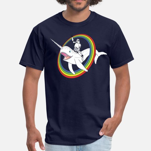 

narwhal rainbow stormtrooper t shirt men customize short sleeve o-neck solid color interesting humor summer family shirt