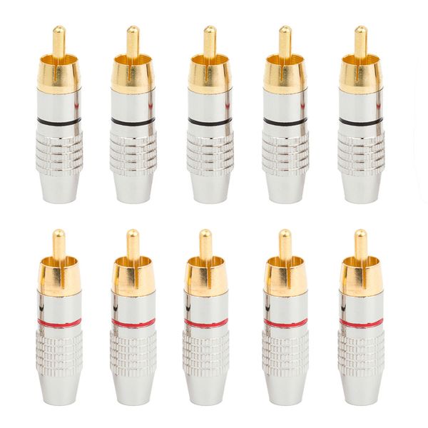 

10pcs male soldering audio plug video metal gold plated welding for rca