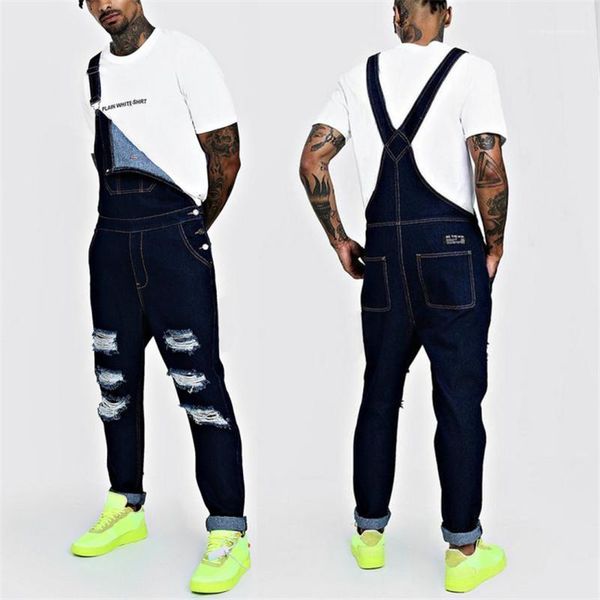

color long male overalls fashion male clothing spring summer mens suspenders jean hole big pockets soli, Blue