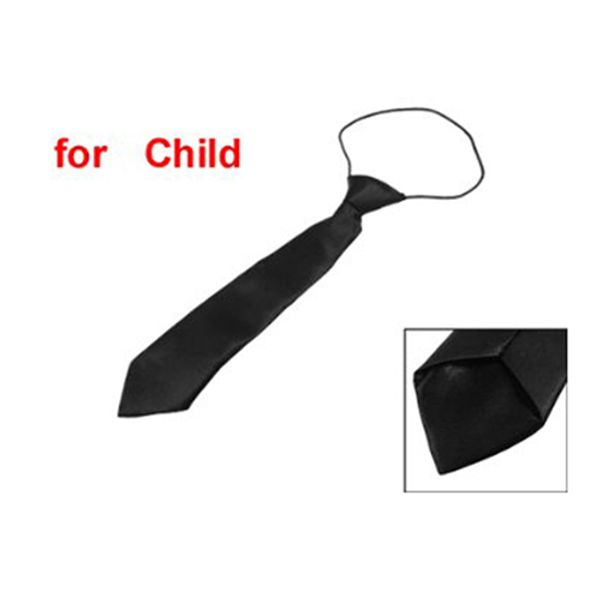 

solid black polyester elastic slim necktie neck tie for child, Black;gray