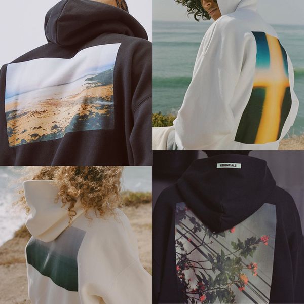 

fog fear of god essentials hoodie tee graphic p ca limited hoodie t-shirt casual oversized sweatshirt hoody hip hop men women streetwear, Black