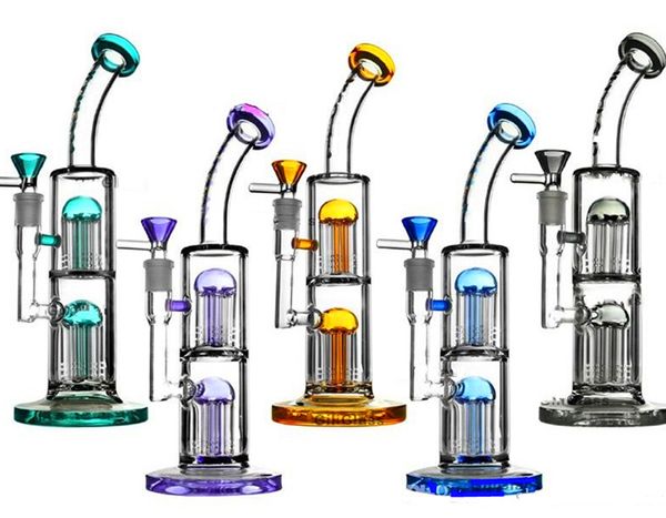 кальяны Toro Recycler Bubbler Tube Tube Bongs с диффузными деревьями с двойными руками Perc Water Toop