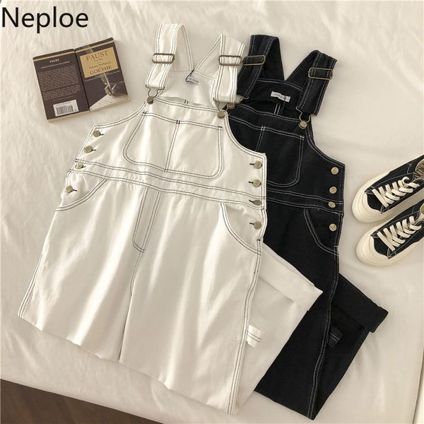 

neploe vintage patchwork jeans women jumpsuits 2020 autumn new korean causal rompers fashion demin wide leg bodysuits 4d619, Black;white