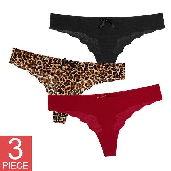 

3pcs silk women thongs g string seamless panties female tanga low-rise uderpants ladies fashion intimates underwear, Black;pink
