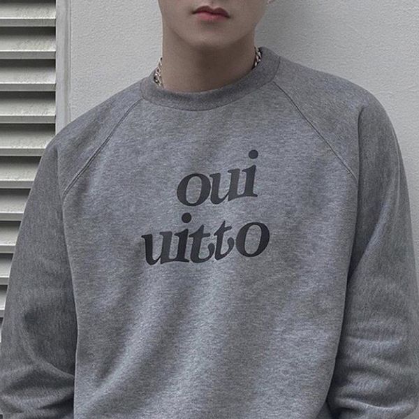 

20ss classic letter printed sweatshirt men women couple spring autumn long sleeve pullover high street jumper gray sweater hfhlwy208, Black