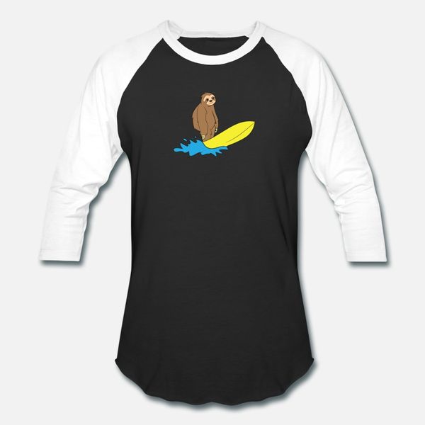 

surfer surfing sloth gift t shirt men customized 100% cotton euro size s-3xl vintage fitness funny summer kawaii shirt