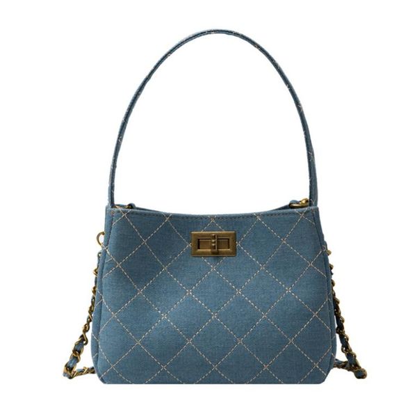 

ins women handbags fashion shoulder bags ladies large capacity bucket check chain totes crossbody